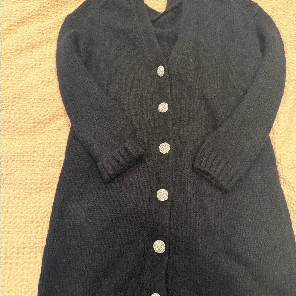 ba&sh Elegant Black Cardigan with Shimmering Crystal Accents